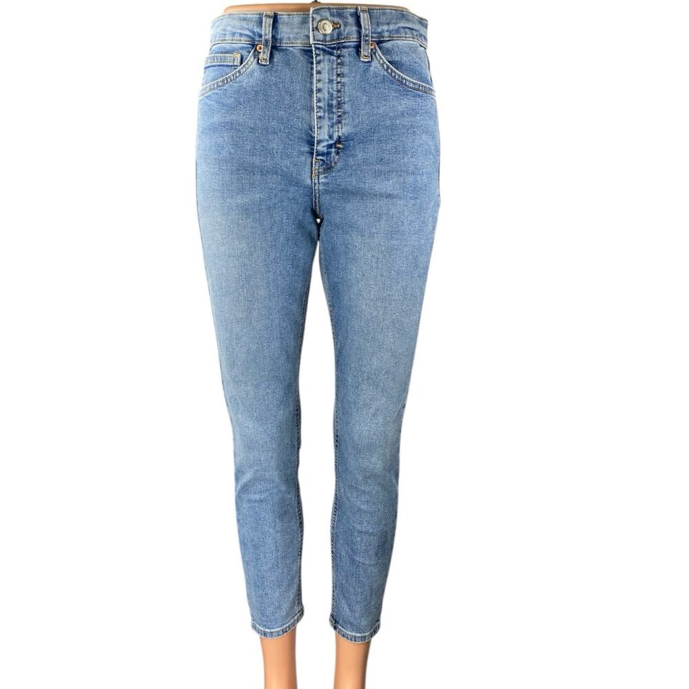 Topshop Jamie Women's Blue Light High Waisted Cropped Skinny Denim Jeans Size 6